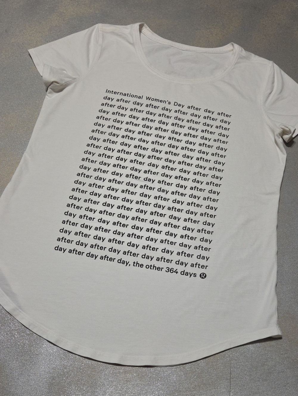 lululemon athletica White Scoop Neck Tee Women with Black Text Graphic Nwots